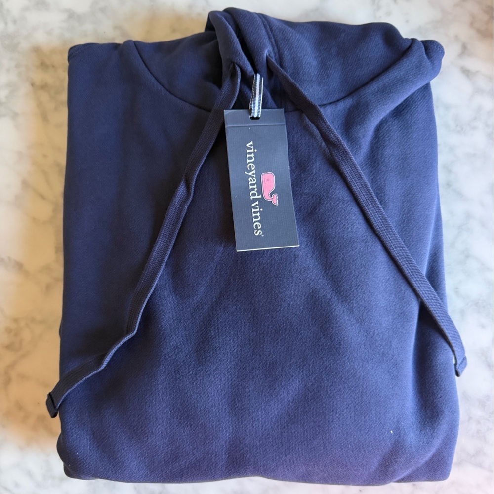 Vineyard Vines Nautical Navy Blue Fleece Hoodie NWT Coastal Beach Fisherman